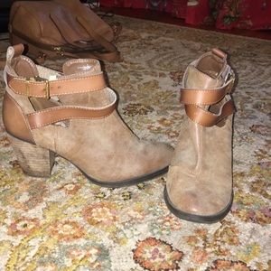 faux suede leather booties